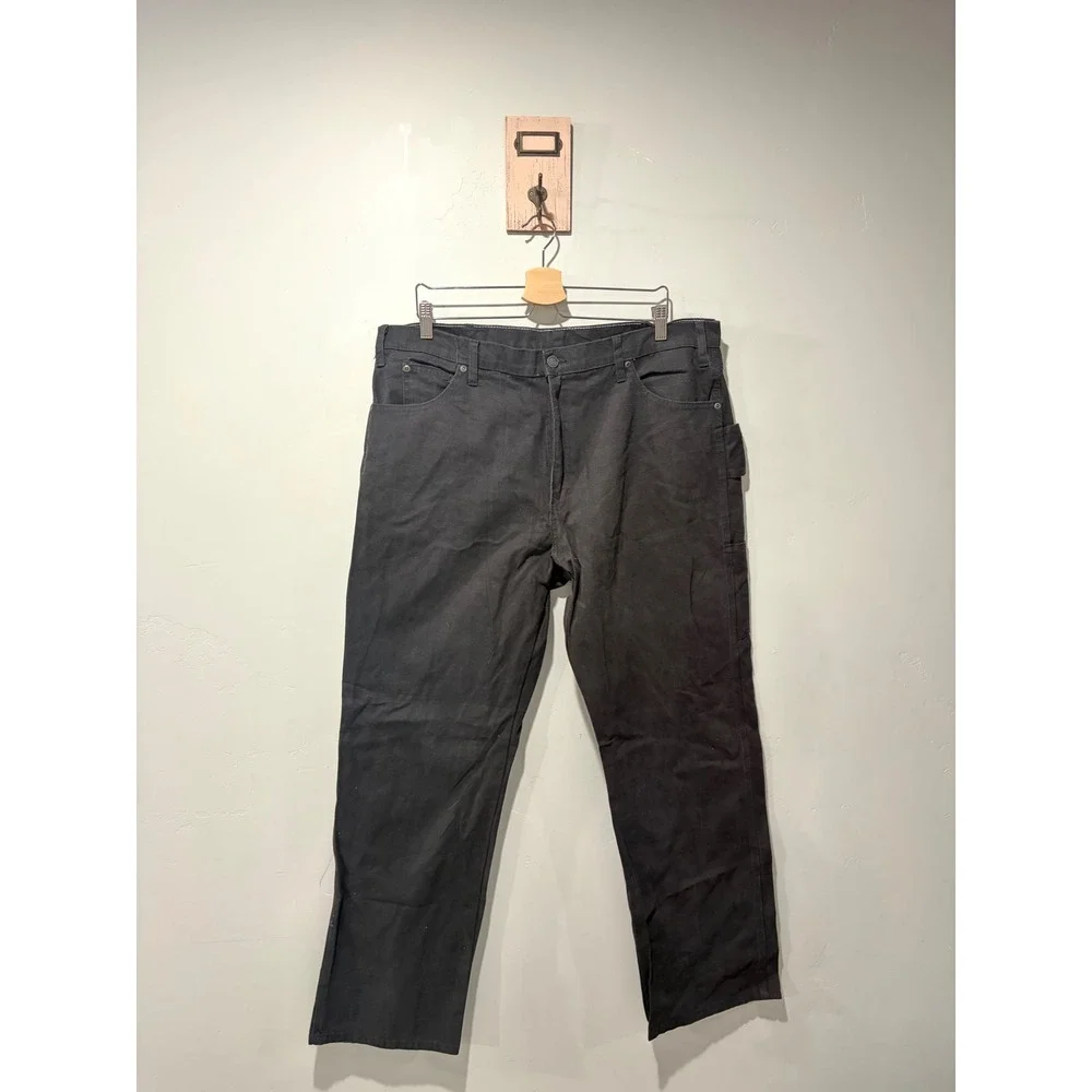 Dickies Mens DU336RBK Relaxed Fit Duck Carpenter Pants Black 38x32 Utility Work